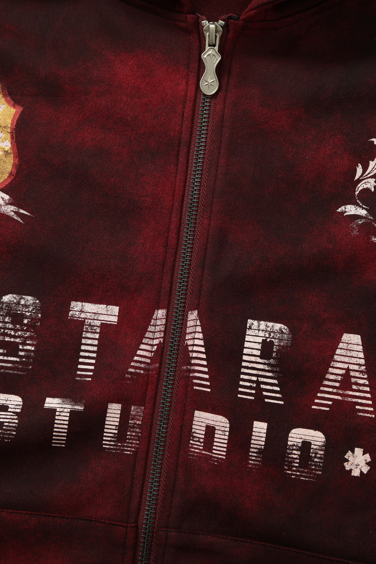 Tie Dye Hoodie Jacket Burgundy Long Sleeve Coat