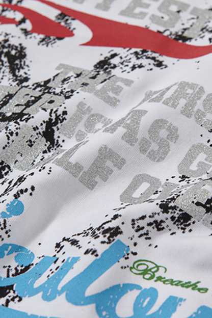 Letter Vacation Vintage Ripped Print Vest Tee for Men