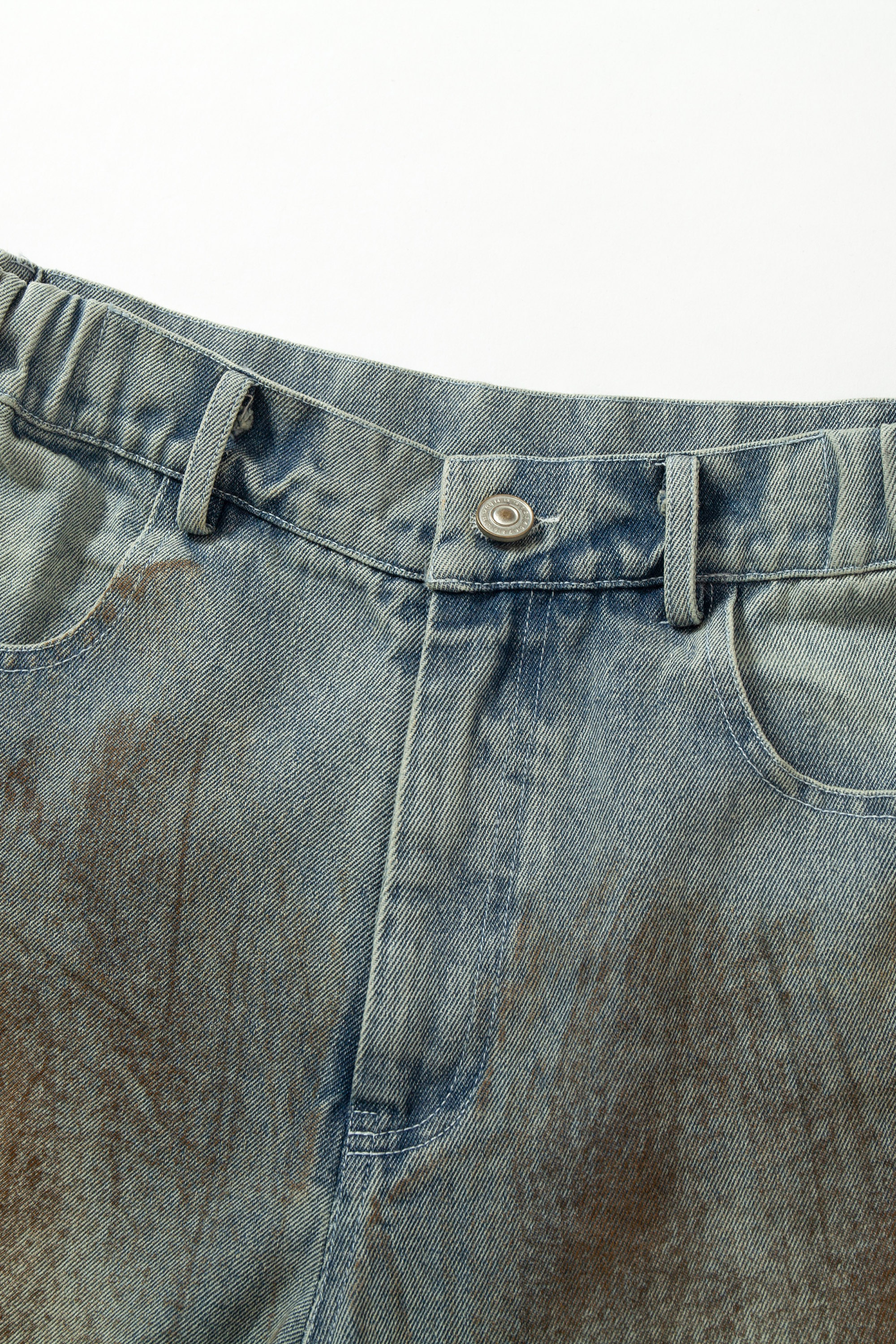 Washed Jeans Ripped Cartoon Loose Wide-Leg Pants 