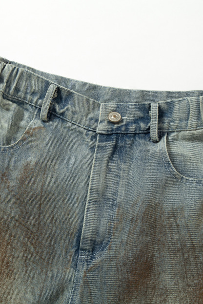 Washed Jeans Ripped Cartoon Loose Wide-Leg Pants 