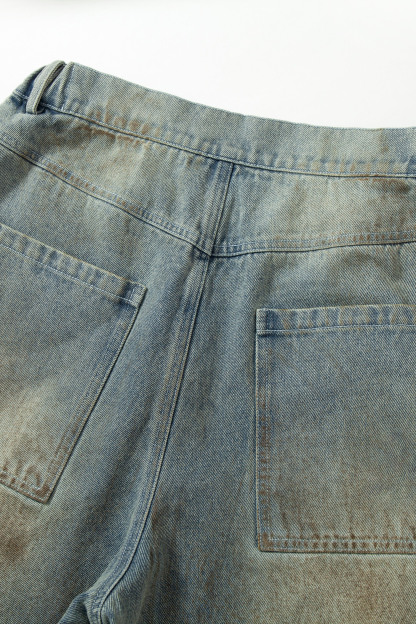 Washed Jeans Ripped Cartoon Loose Wide-Leg Pants 