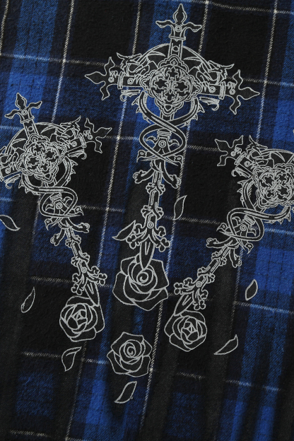 Hoodie Jacket Shirt Blue Plaid Unisex Gothic Long Sleeve Top 