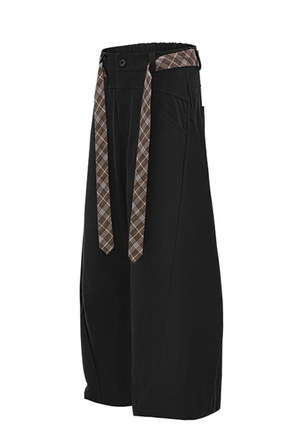 Wide Leg Loose Men Pants Belted