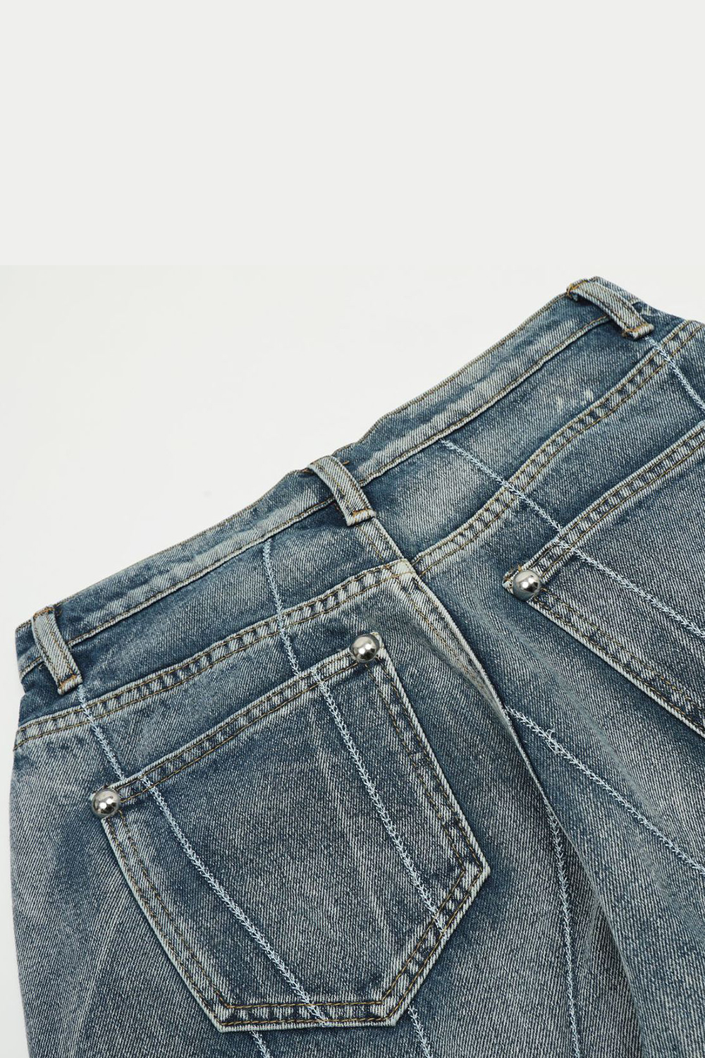 Embroidered Washed Wide-Leg Jeans Loose Men Pants