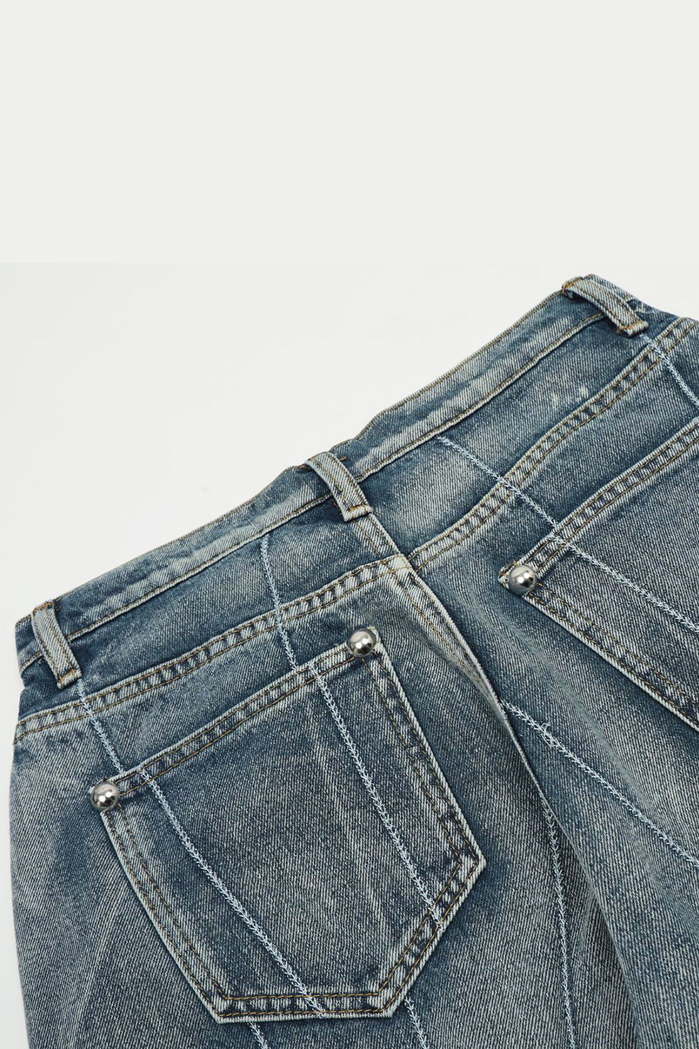 Embroidered Washed Wide-Leg Jeans Loose Men Pants