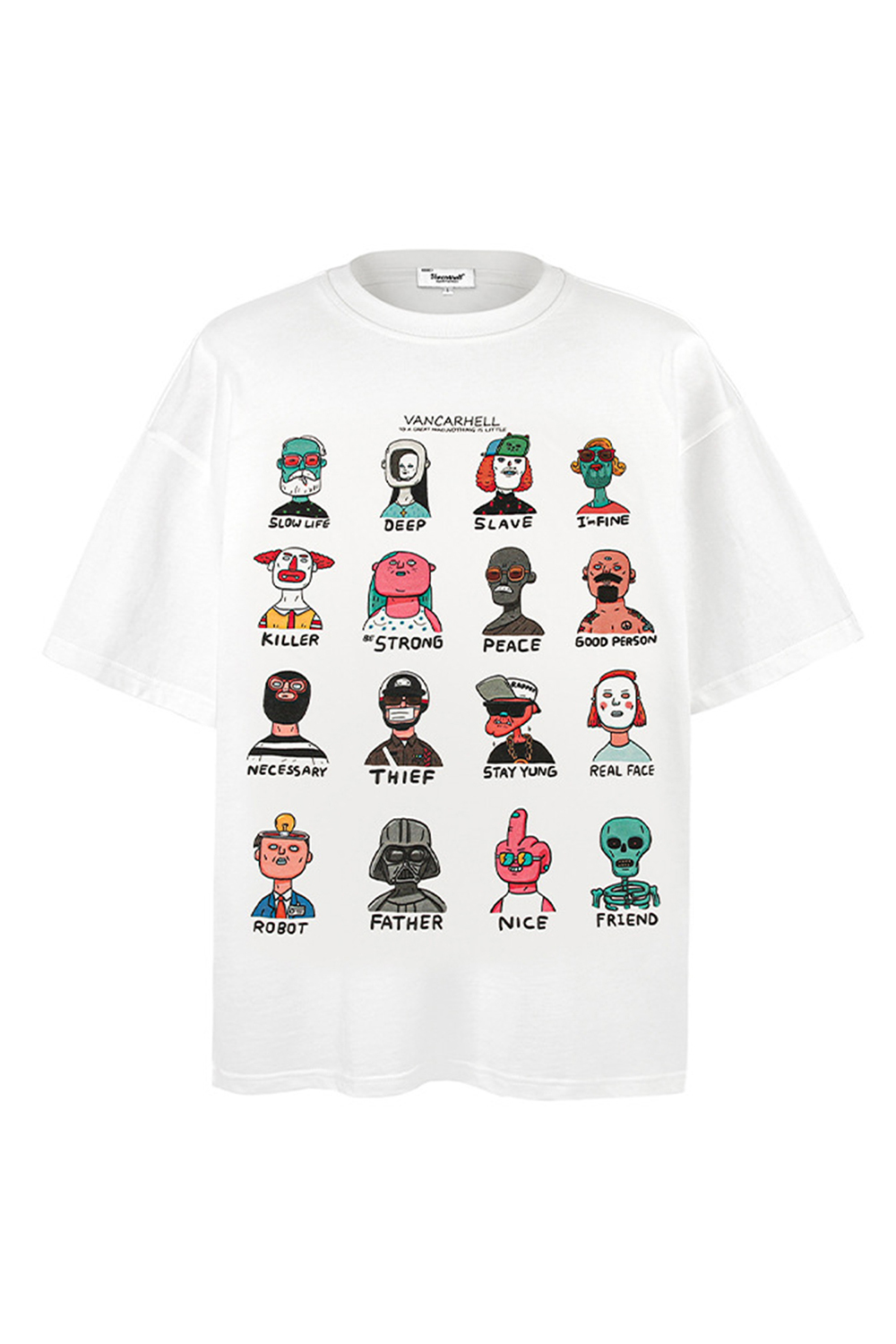Cartoon Graffiti Print T-shirt Tee For Men