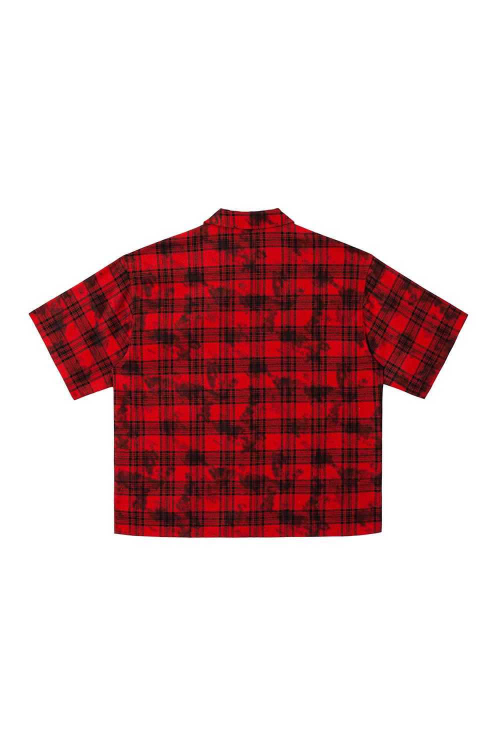 Shirt Jacket Red Plaid Pin Patch Unisex Short Sleeve Top 
