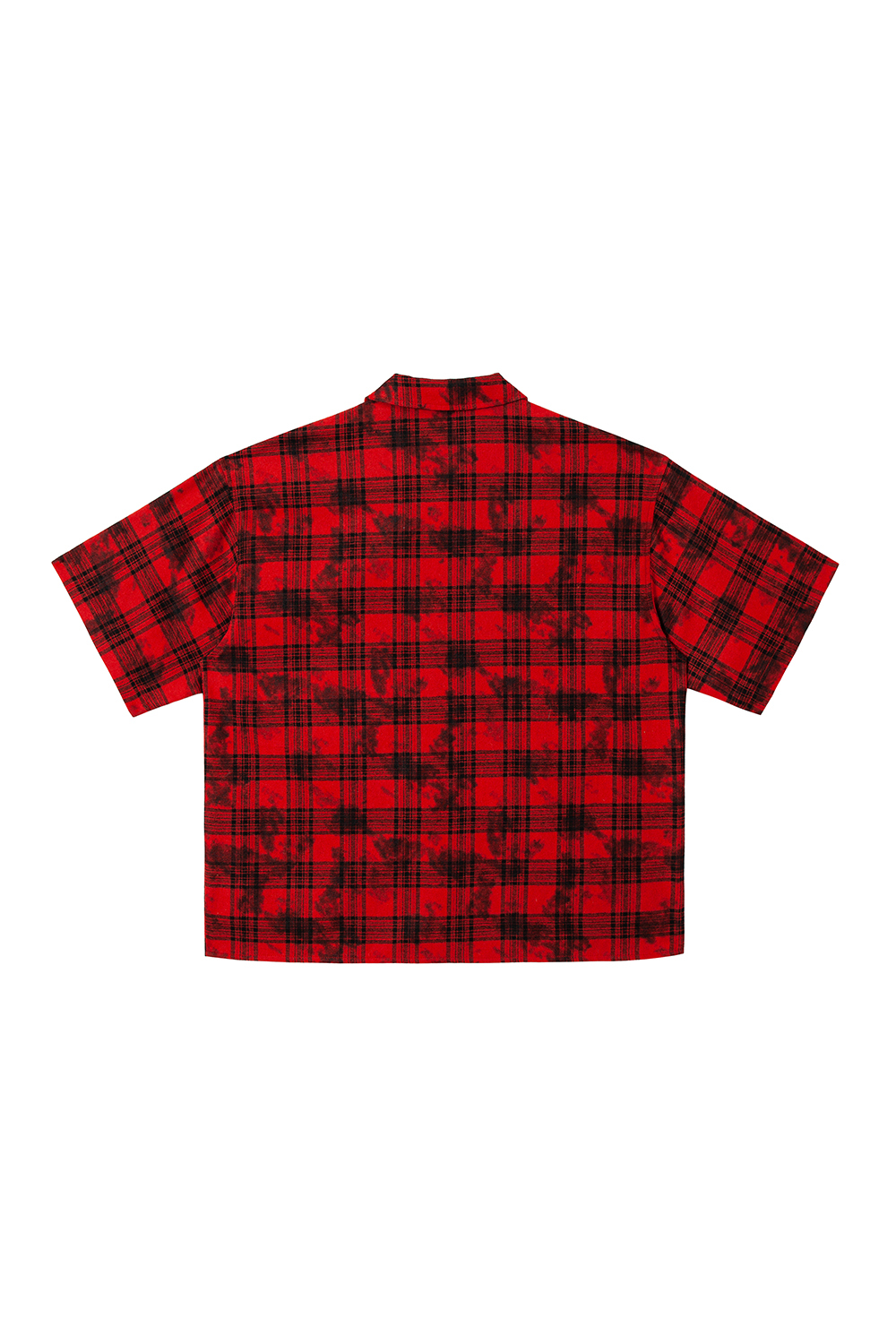 Shirt Jacket Red Plaid Pin Patch Unisex Short Sleeve Top 