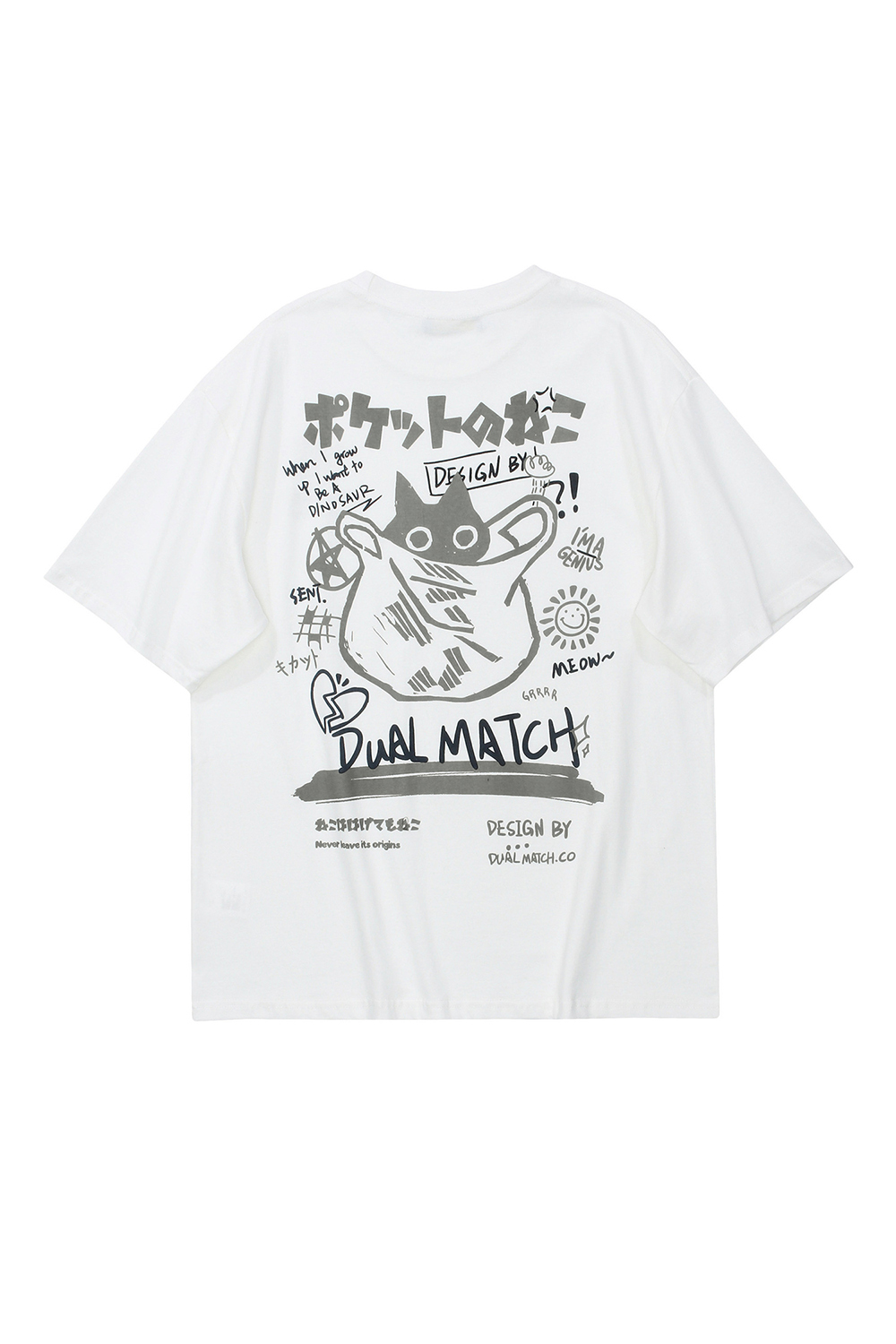 Cat Letter Print T-shirt Tee For Men