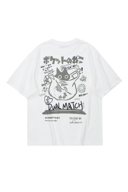 Cat Letter Print T-shirt Tee For Men