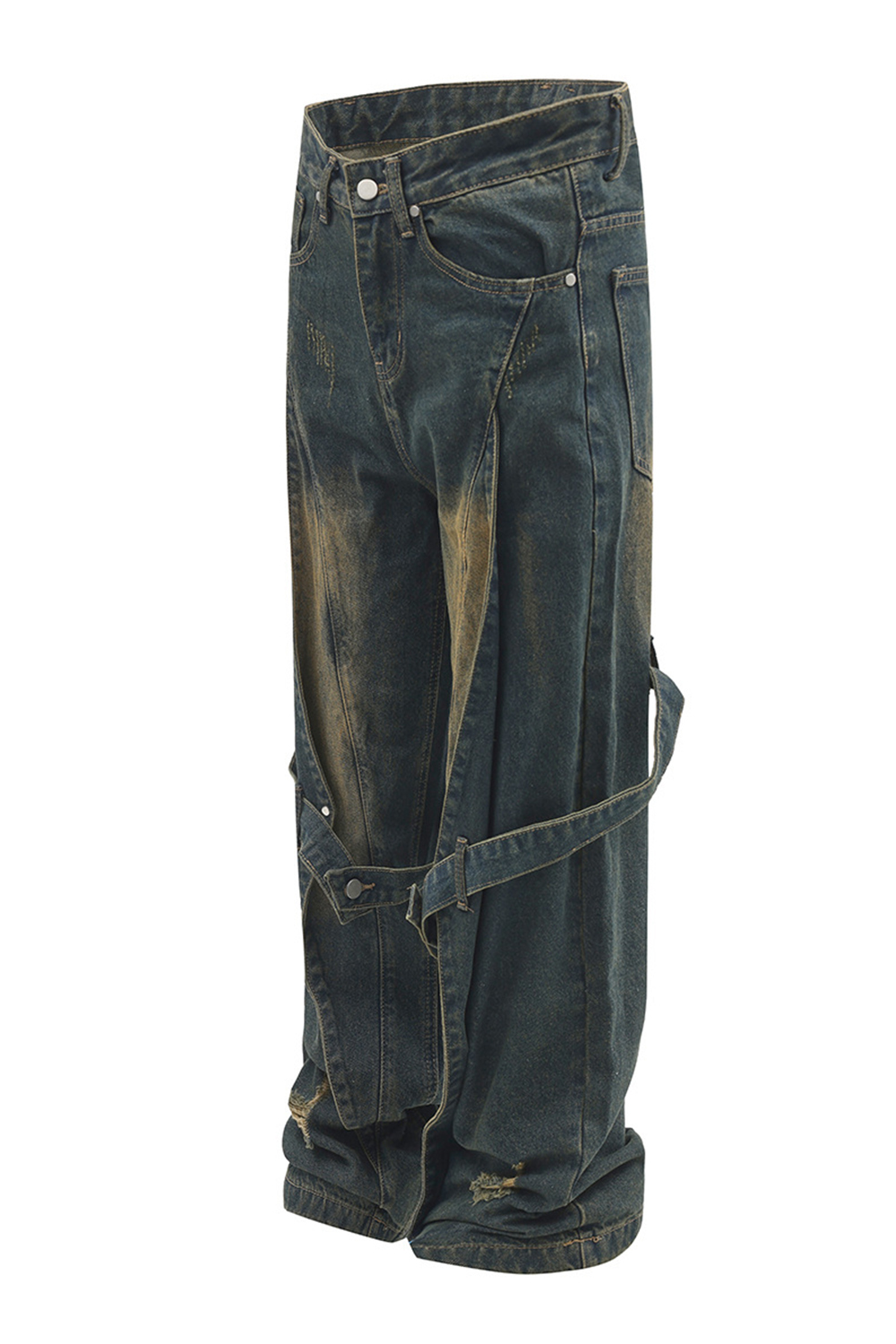 Washed Jeans Loose Straight Leg Men Pants 