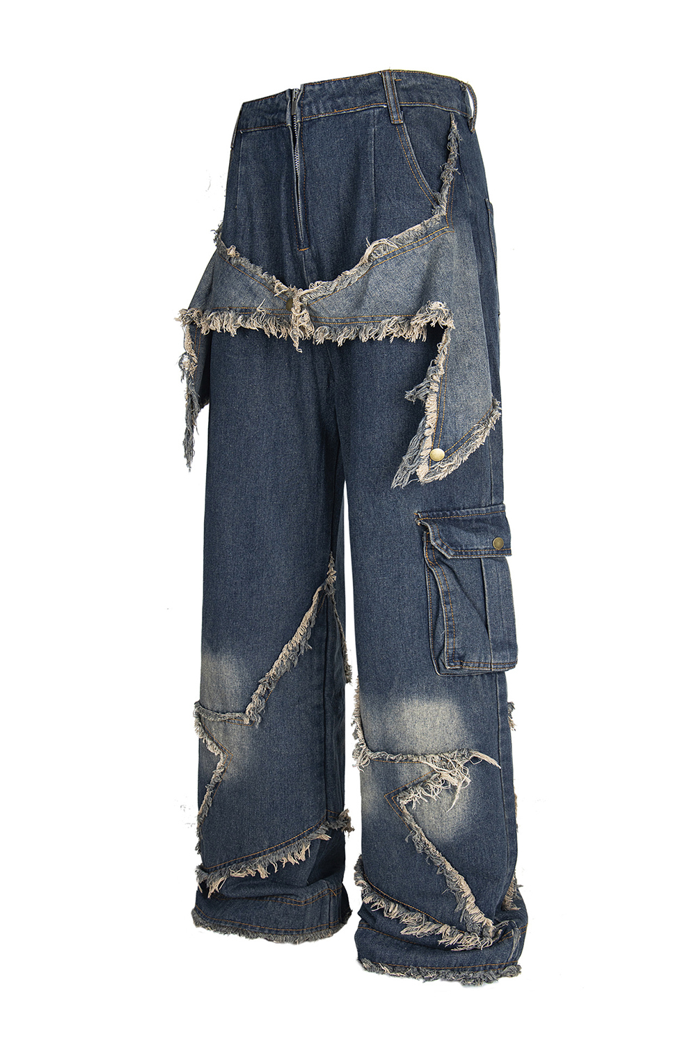 Washed Jeans PATCH Loose Wide Leg Men Pants