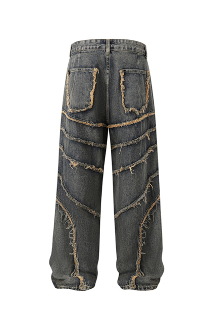 Washed Jeans Loose Straight Leg Men Pants 