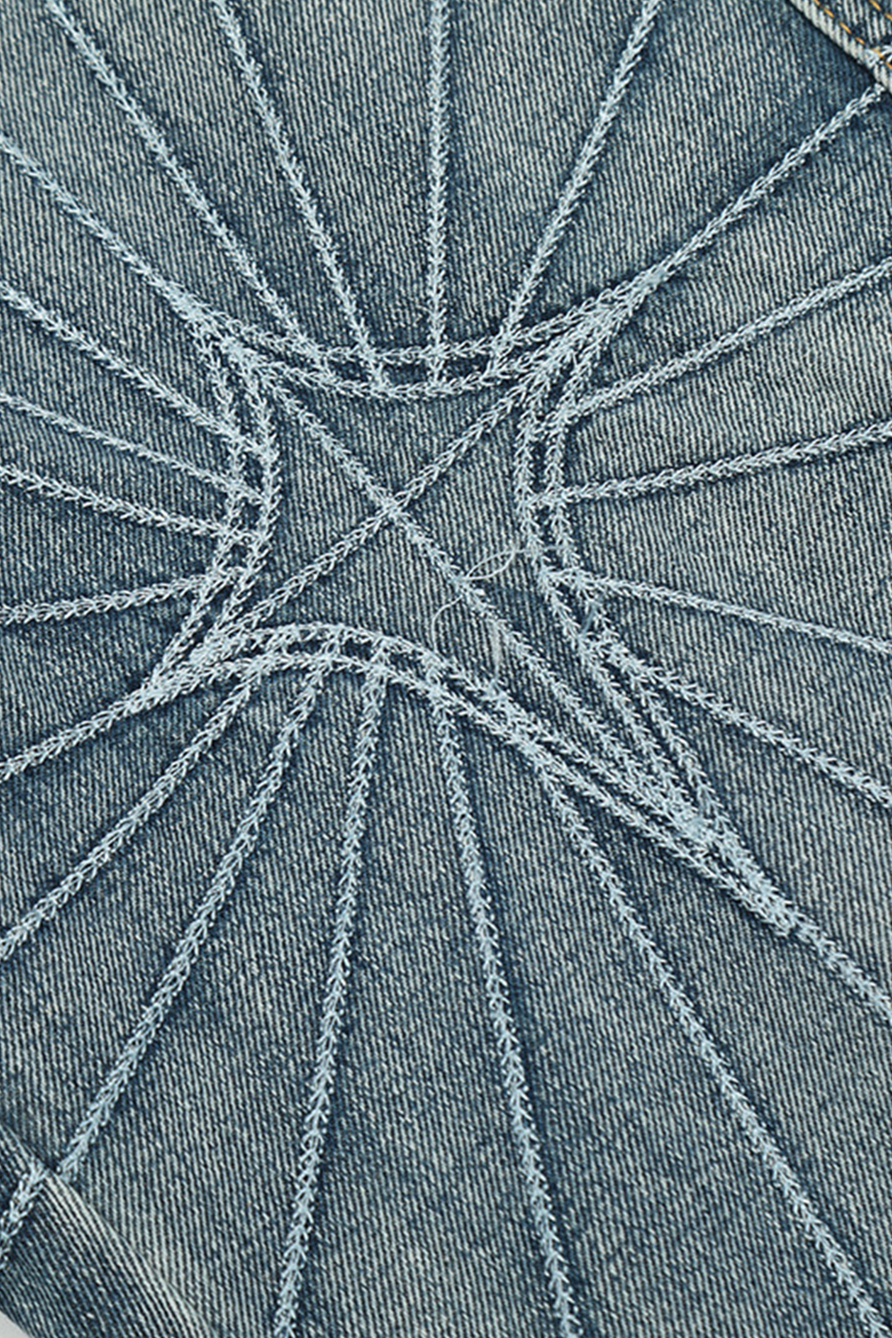 Embroidered Washed Wide-Leg Jeans Loose Men Pants