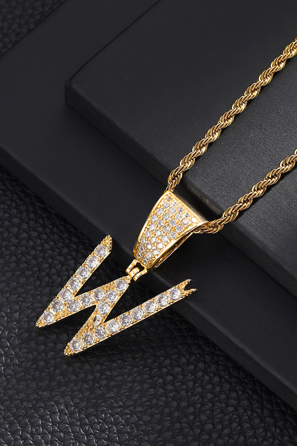 Fashion Pendant Necklace Fried Dough Twists Chain Zircon Letter