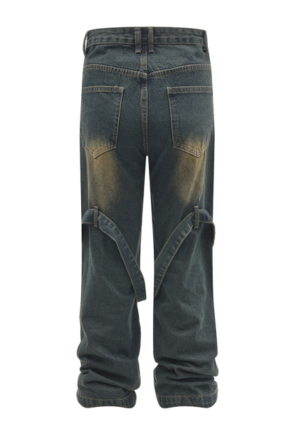 Washed Jeans Loose Straight Leg Men Pants 
