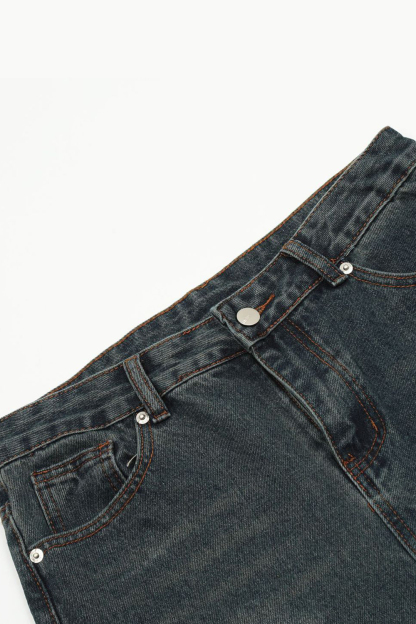 Washed Jeans Loose Straight Leg Men Pants 