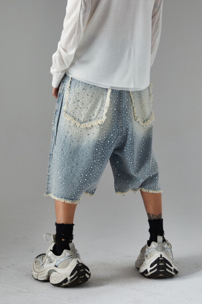 Denim Shorts Diamonds Loose Men Shorts