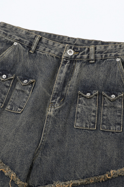 Washed Jeans Loose Straight Leg Men Pants 