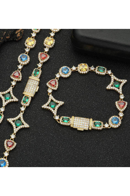 ColorBlock Diamond Chain Hip Hop 
