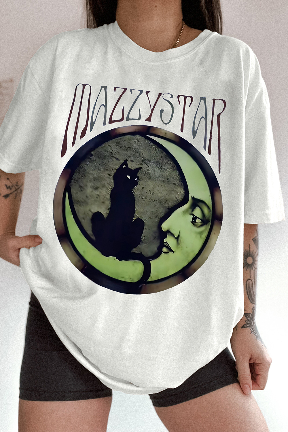 Mazzy Star Moon and Cat Vintage Tee For Women