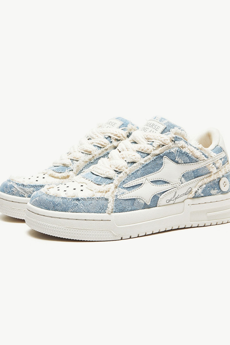 Cute Sneakers Walking Shoes Comfortable Denim Blue 