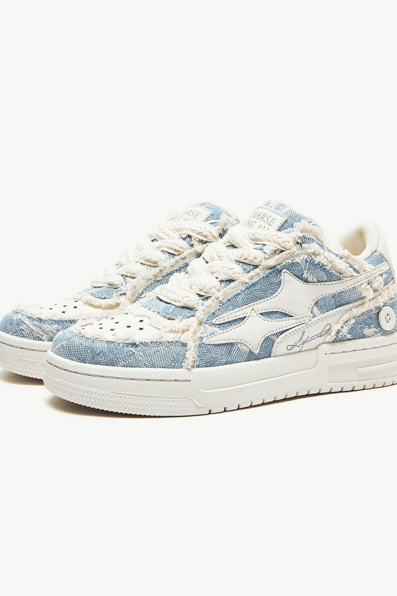 Cute Sneakers Walking Shoes Comfortable Denim Blue