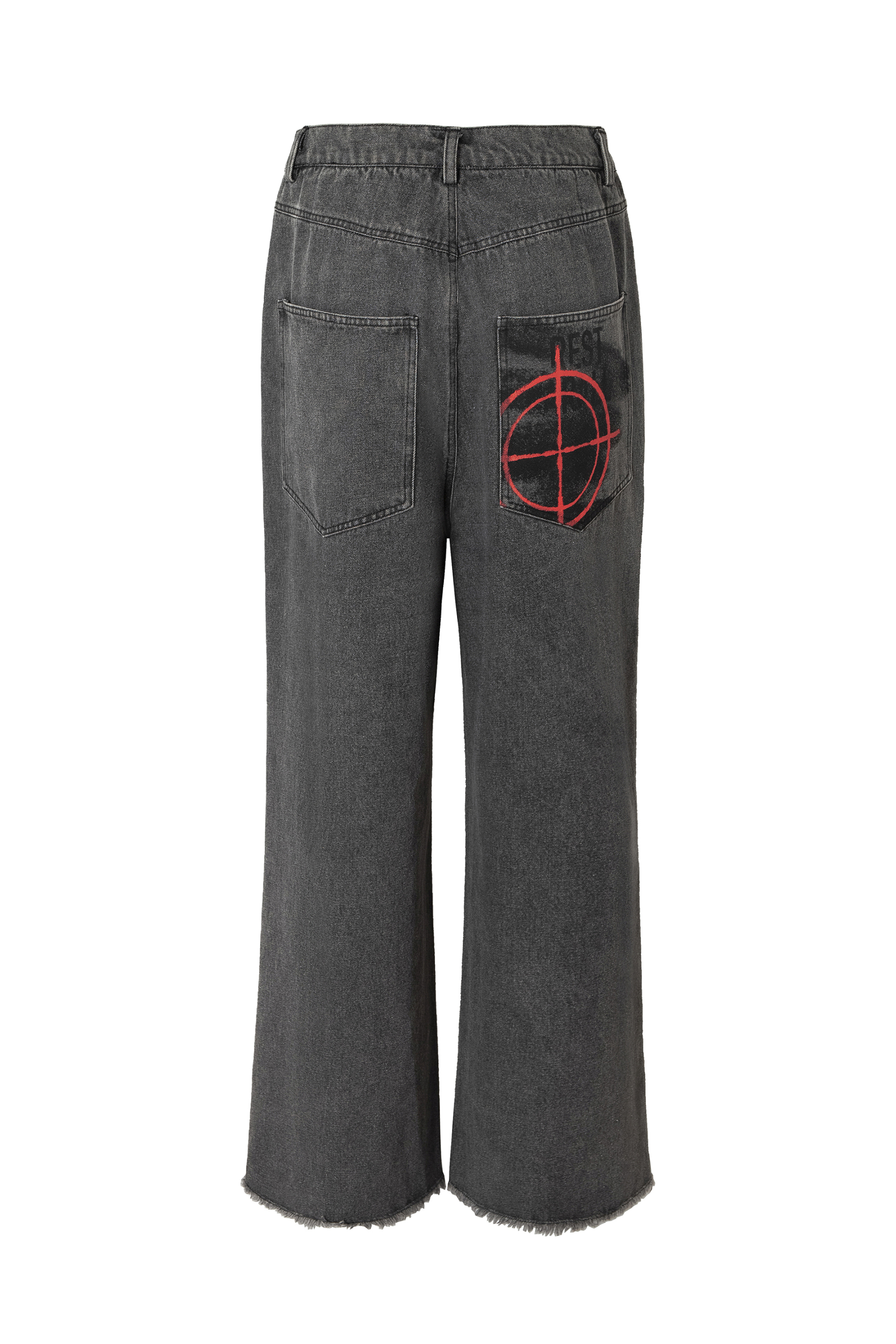 Washed Jeans Loose Patch Straight Leg Pants