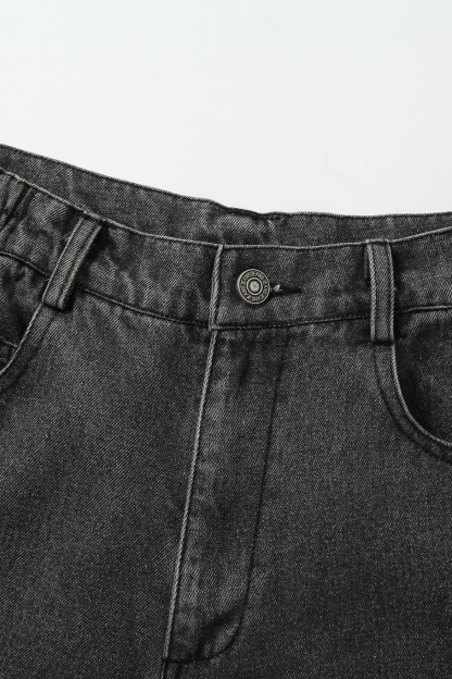 Washed Jeans Loose Patch Straight Leg Pants 