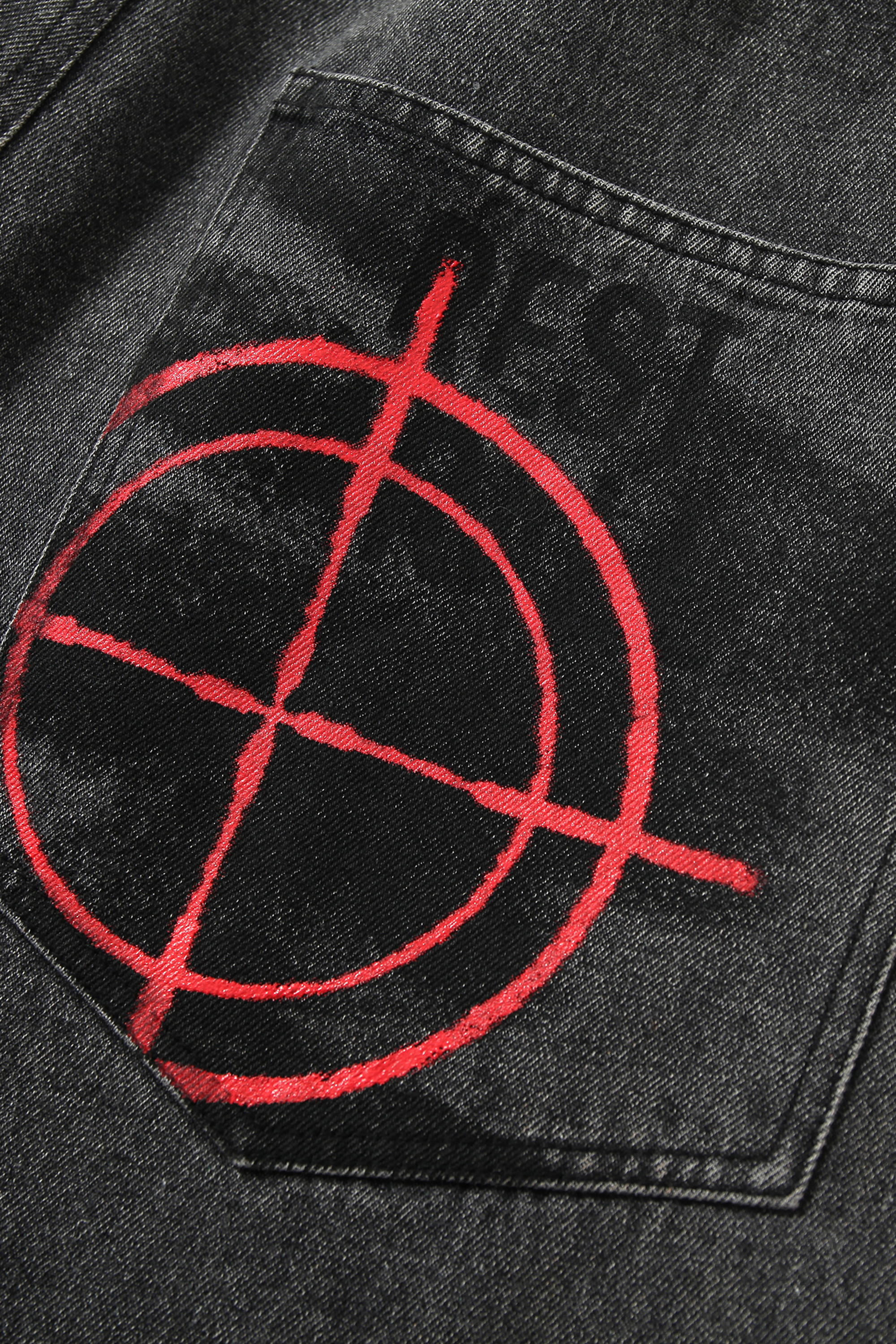 Washed Jeans Loose Patch Straight Leg Pants 