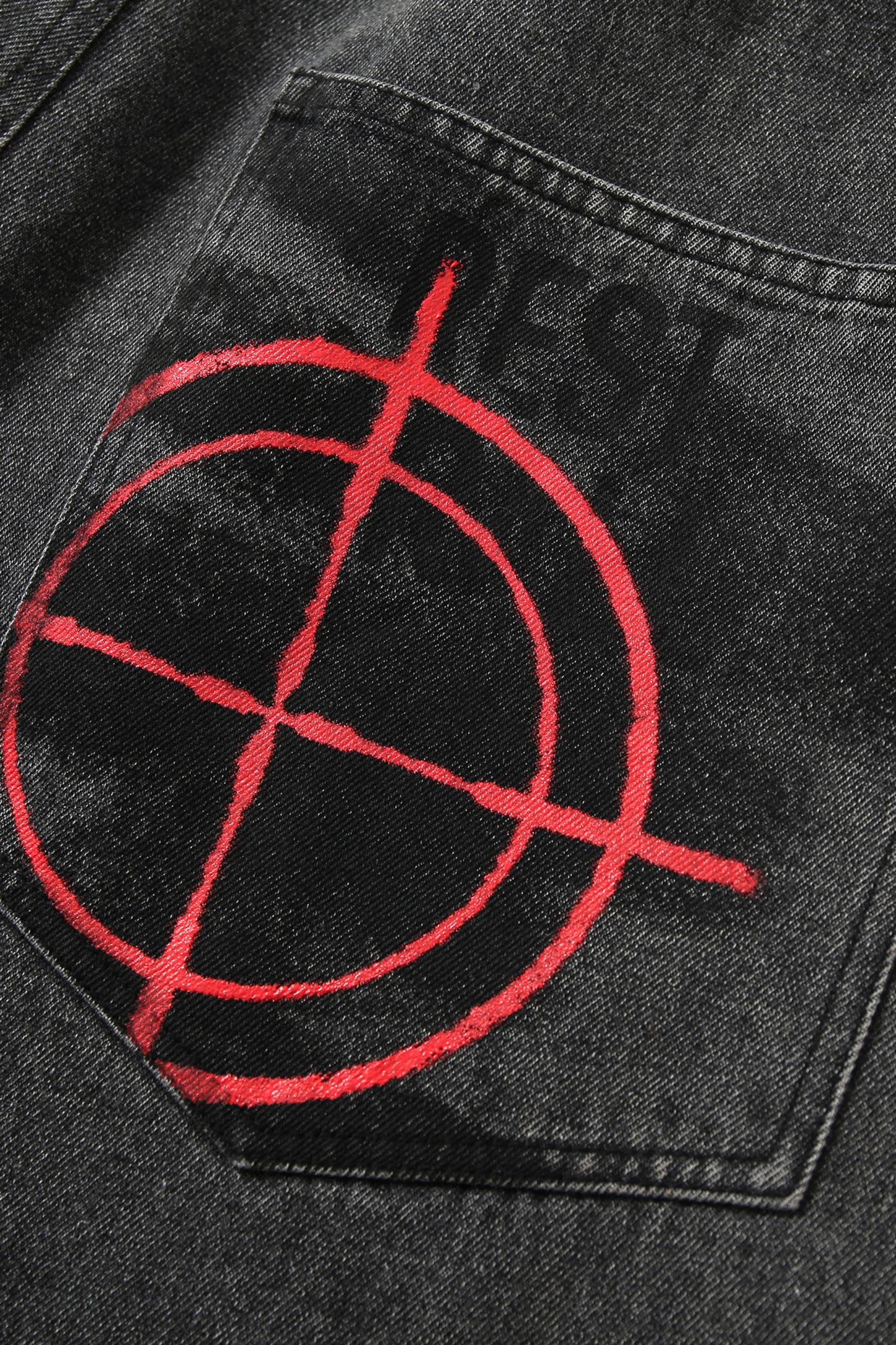 Washed Jeans Loose Patch Straight Leg Pants 