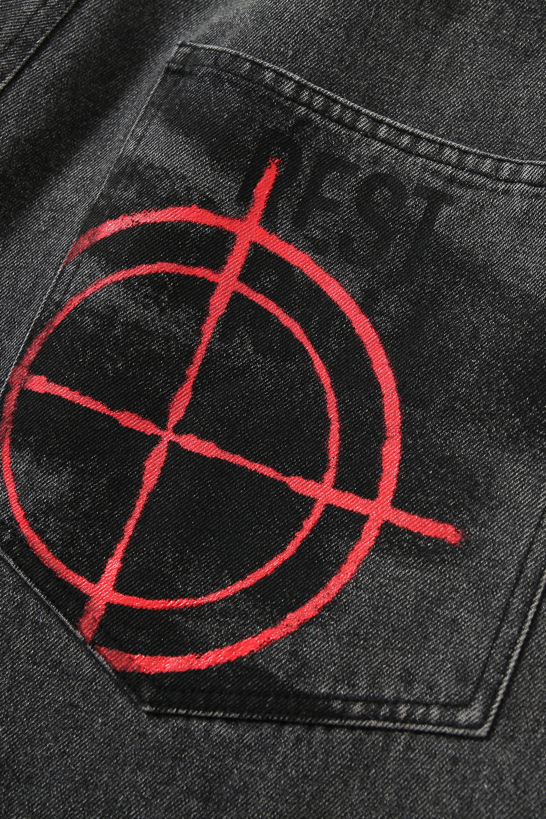 Washed Jeans Loose Patch Straight Leg Pants
