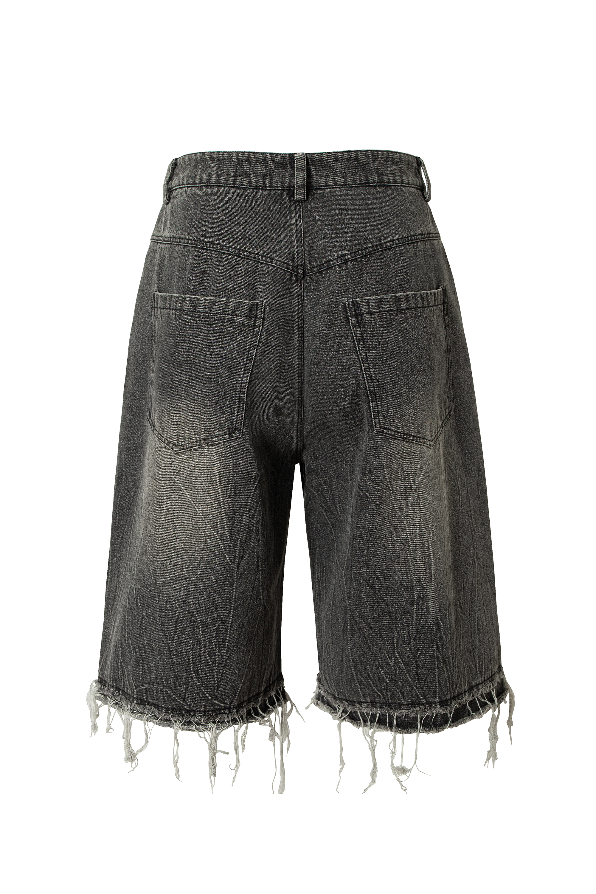 Washed Short Jeans Print Graffiti Loose Wide-Leg Knee Pants 