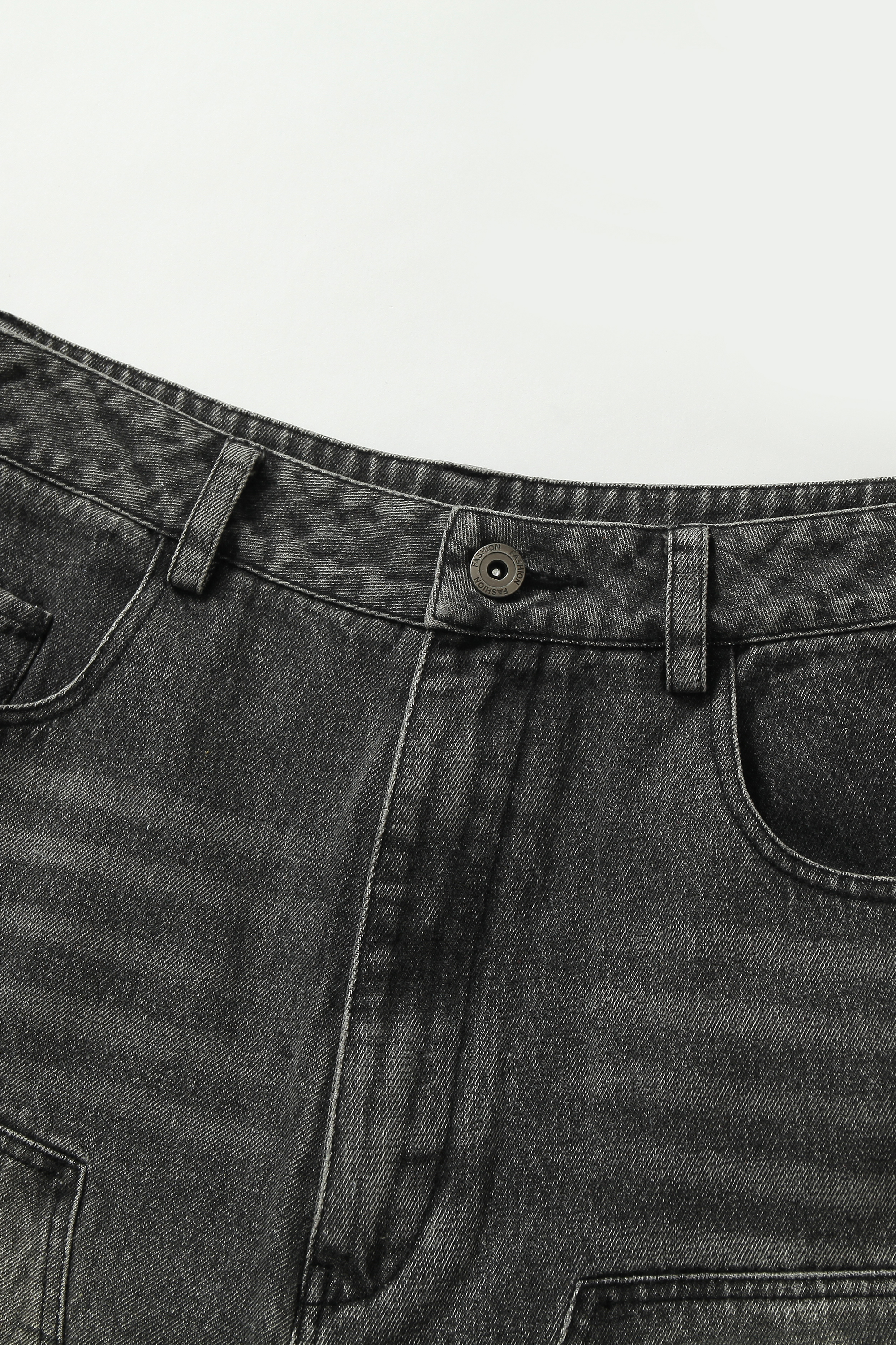 Washed Short Jeans Print Graffiti Loose Wide-Leg Knee Pants 
