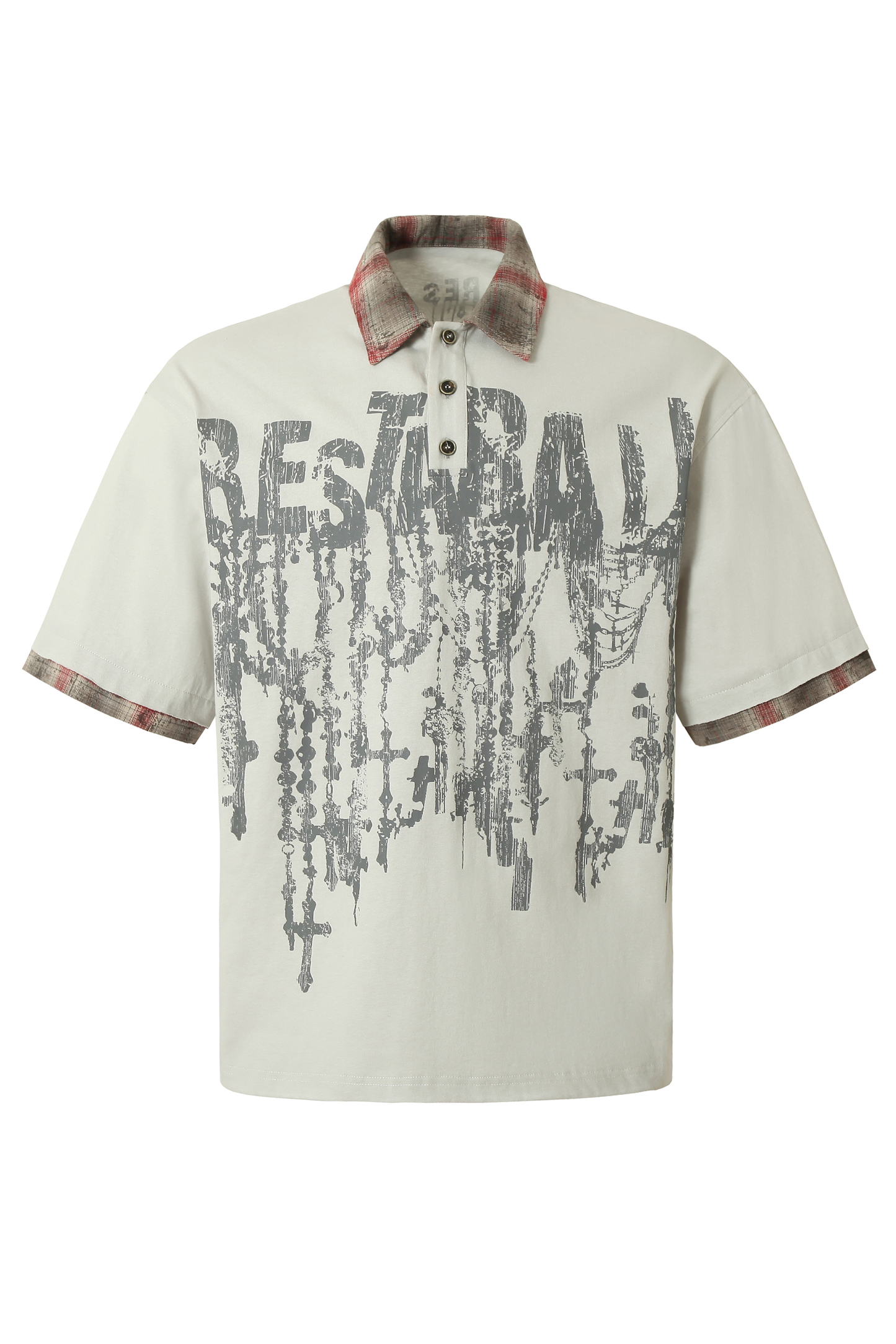 Graffiti Hip Hop Plaid T-shirts Colorblock Polo