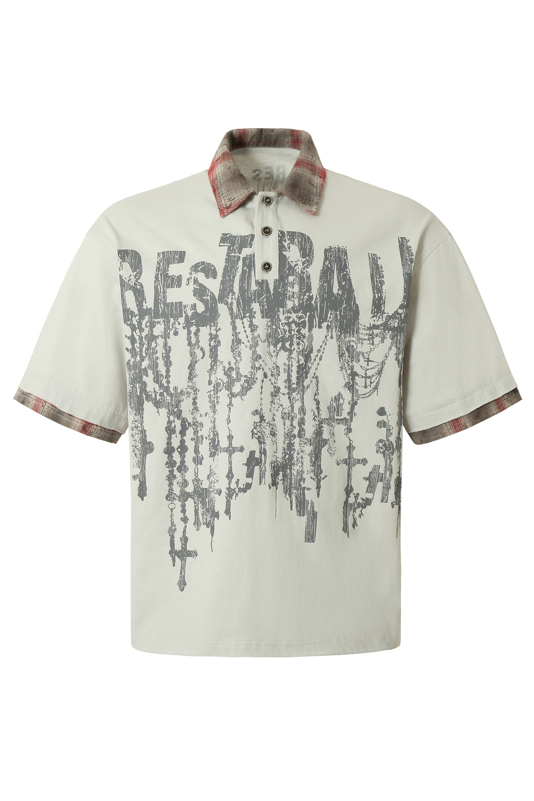 Graffiti Hip Hop Plaid T-shirts Colorblock Polo