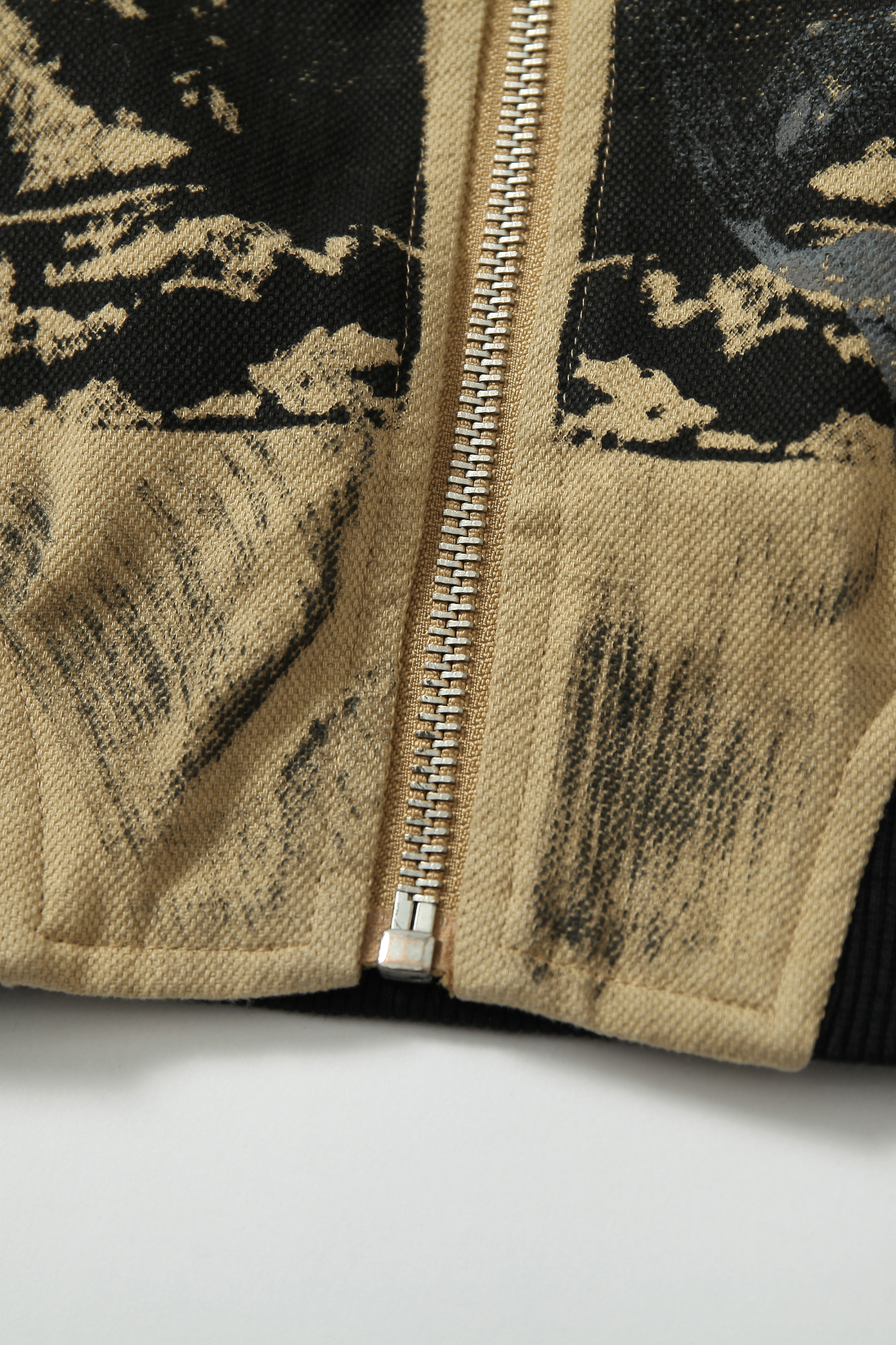 Vintage Print Jacket Khaki Graffiti Lapel Long Sleeve