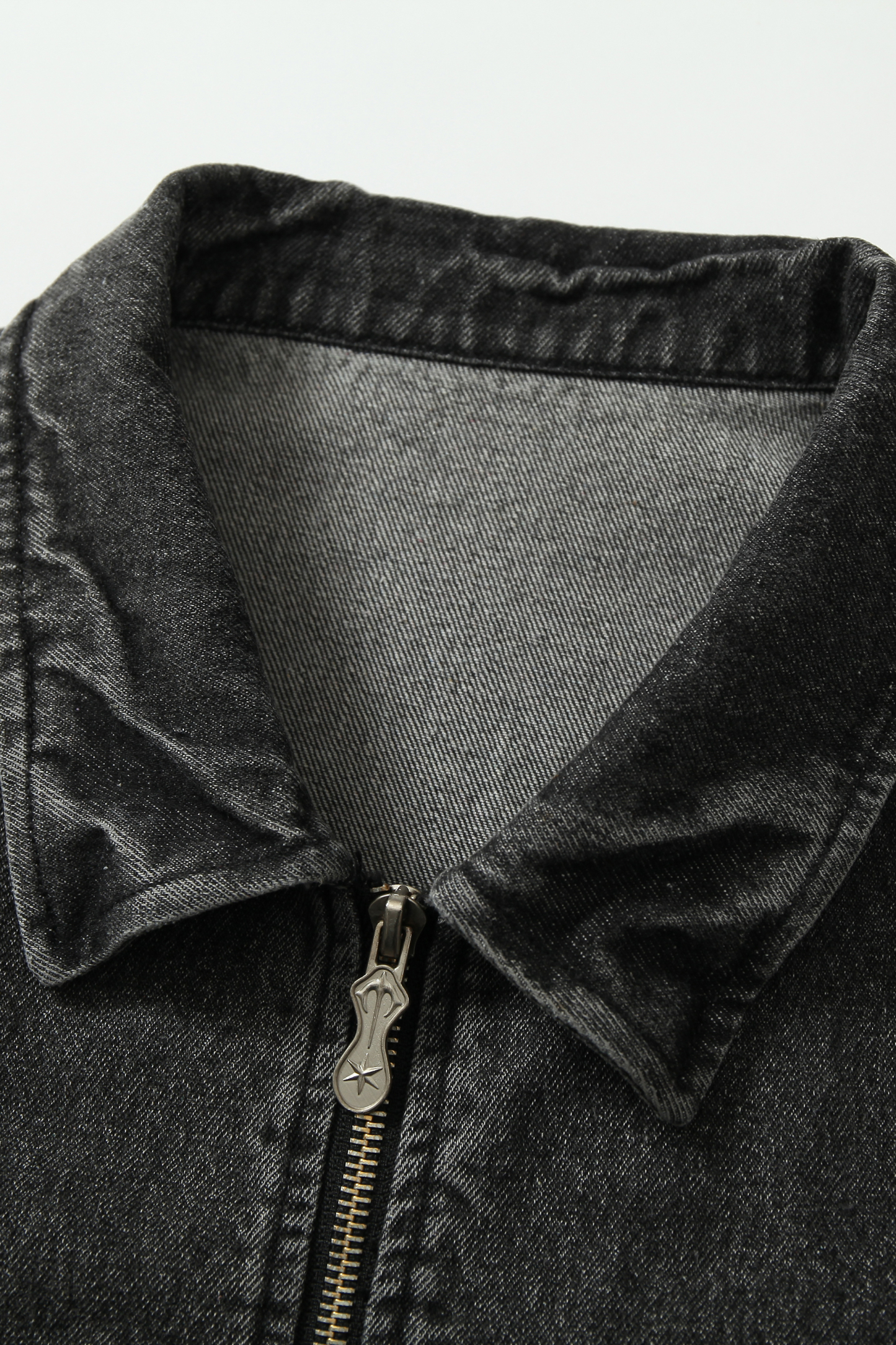 Vintage Denim Jacket Black Camouflage Lapel Long Sleeve