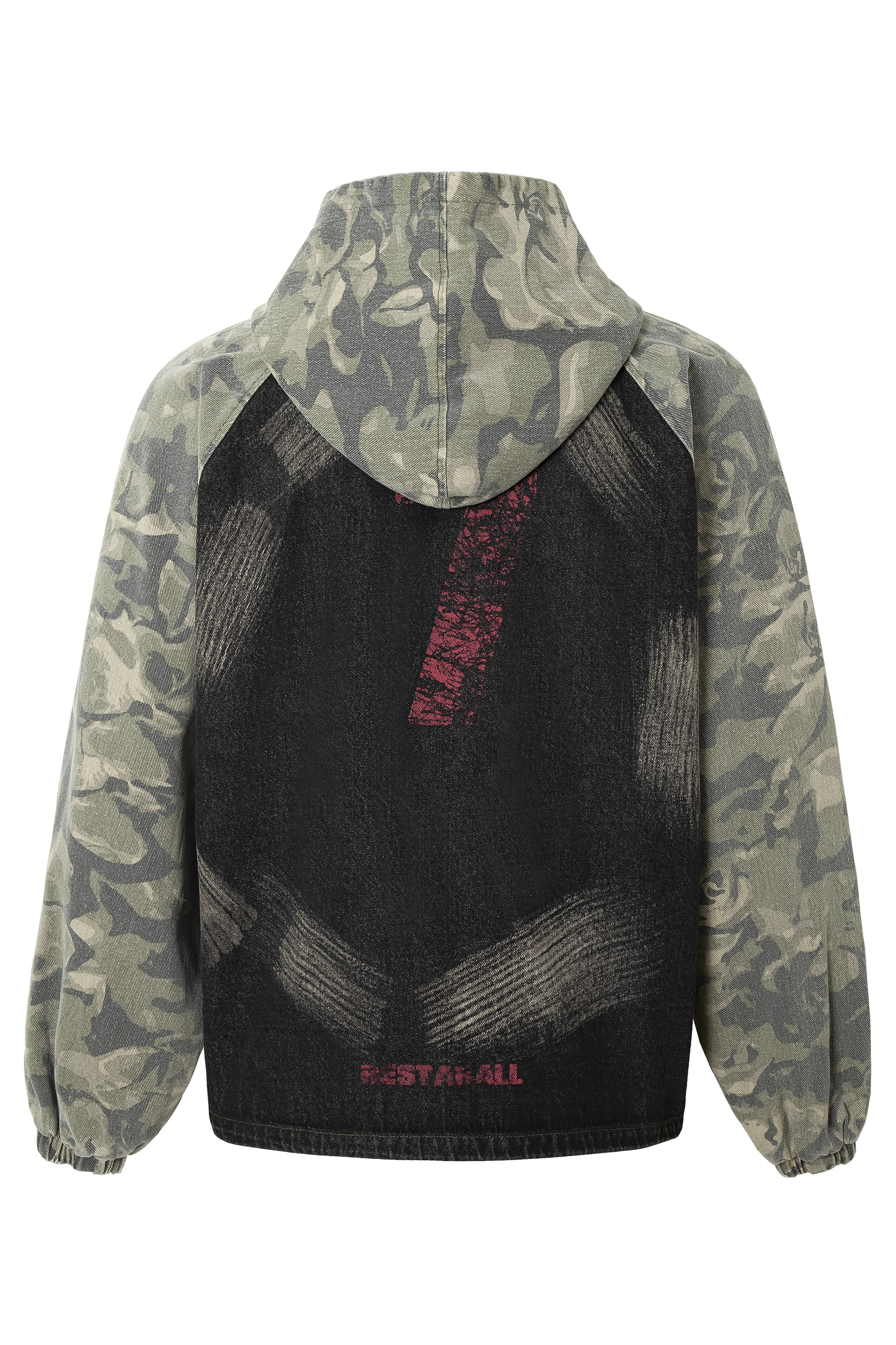 Vintage Hoodie Jacket Green Camouflage Lapel Long Sleeve 
