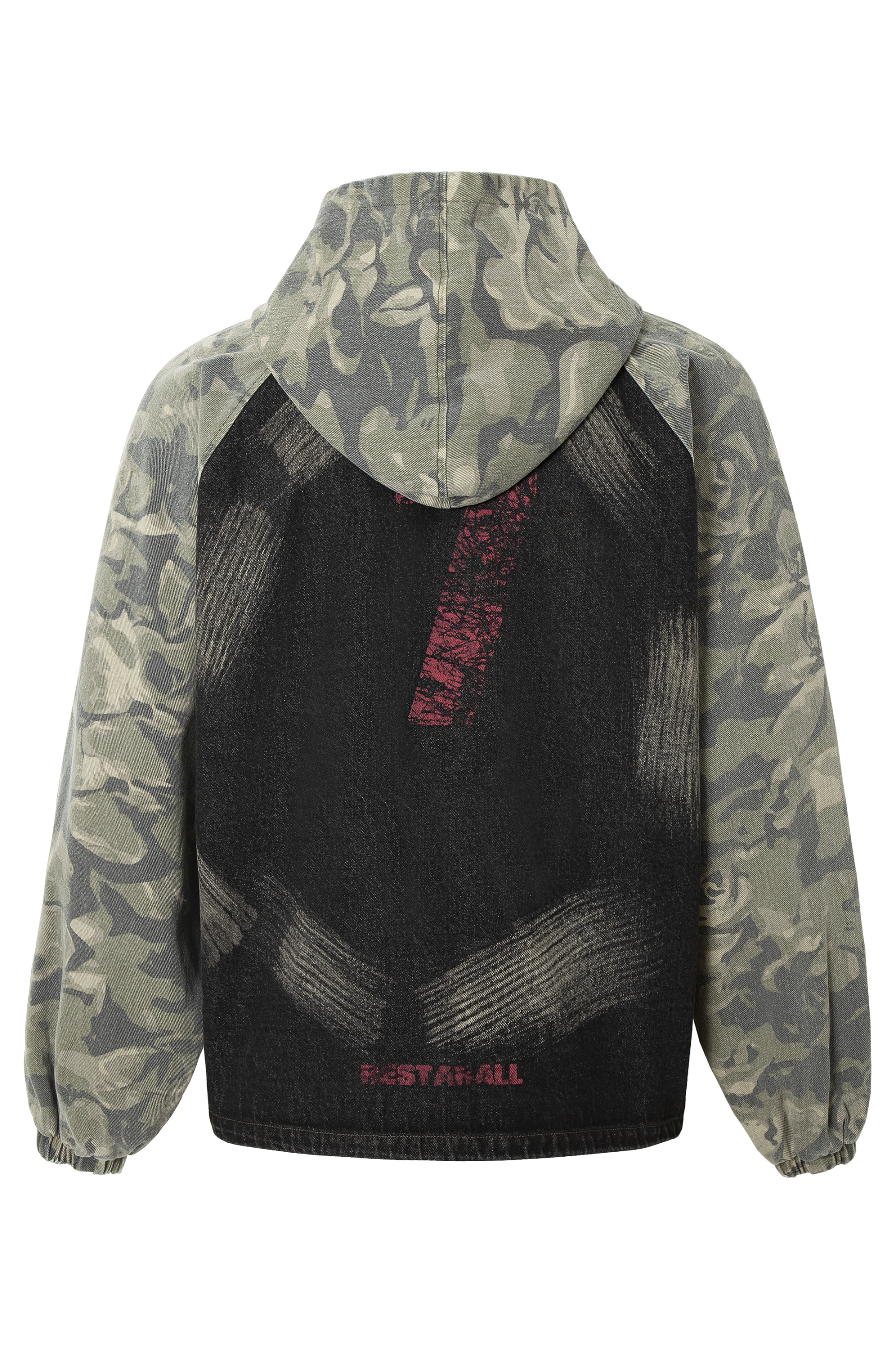 Vintage Hoodie Jacket Green Camouflage Lapel Long Sleeve