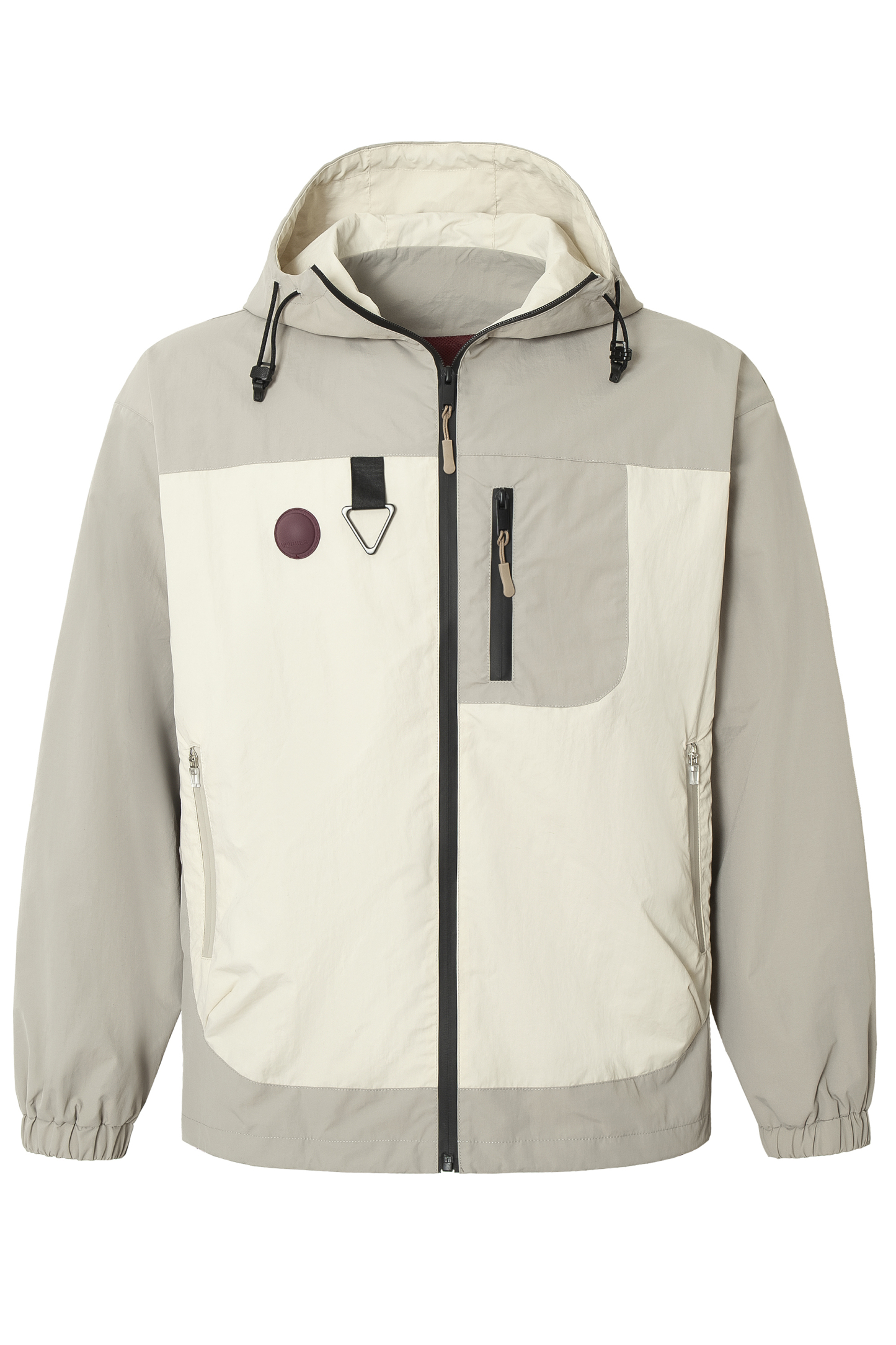 Windproof Jacket Coloblock Hoodie Long Sleeve