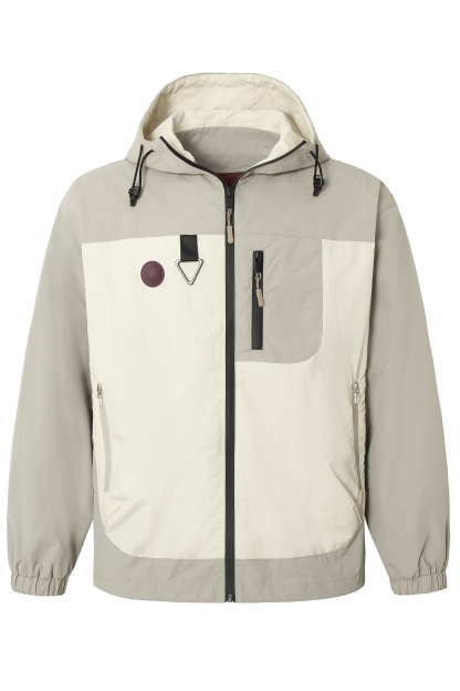 Windproof Jacket Coloblock Hoodie Long Sleeve 