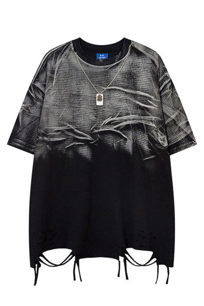 Vacation Vintage Cut Tie-Dye T-Shirt Washed Tee For Men