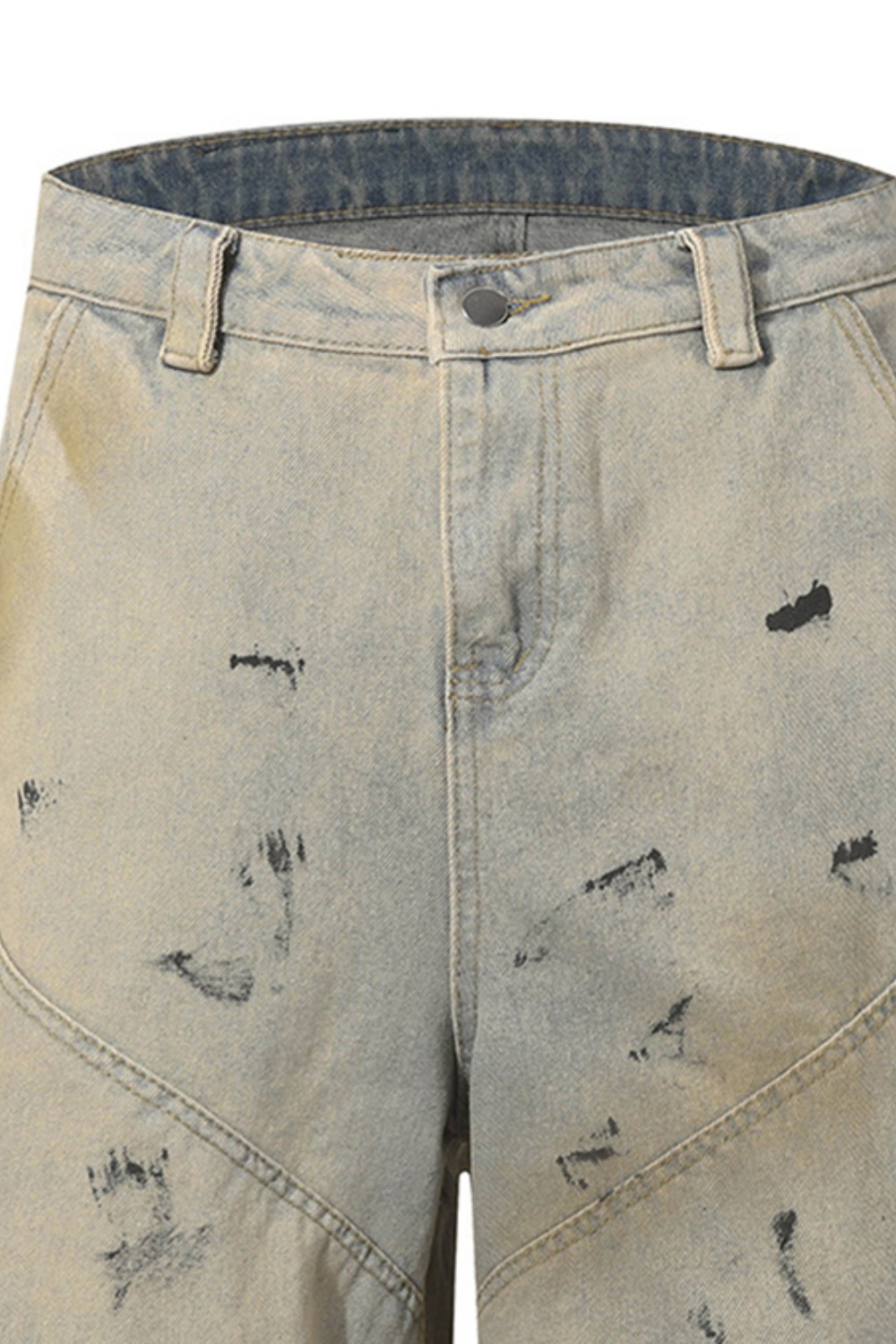 Wash Denim Shorts Loose Men Calf-Length