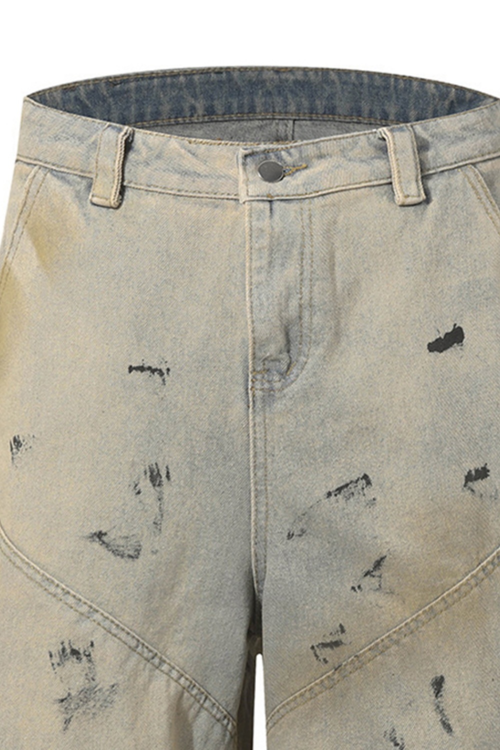 Wash Denim Shorts Loose Men Calf-Length