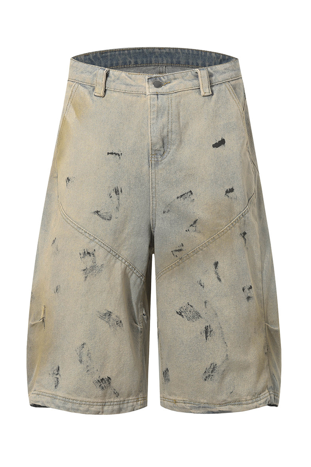 Wash Denim Shorts Loose Men Calf-Length