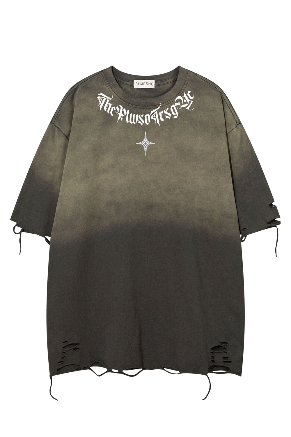 Vacation Vintage Letter Cut T-Shirt Washed Tee For Men
