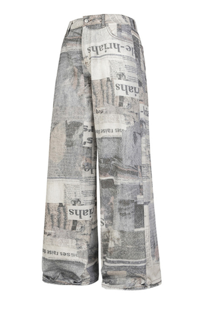 Print Pants Wide-Leg Jeans Loose Men Pants 