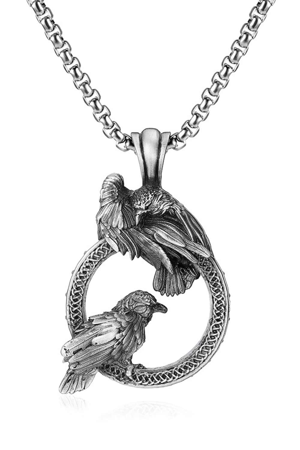Vintage Gothic Hip Hop Punk Crow Pendant Necklace for Men
