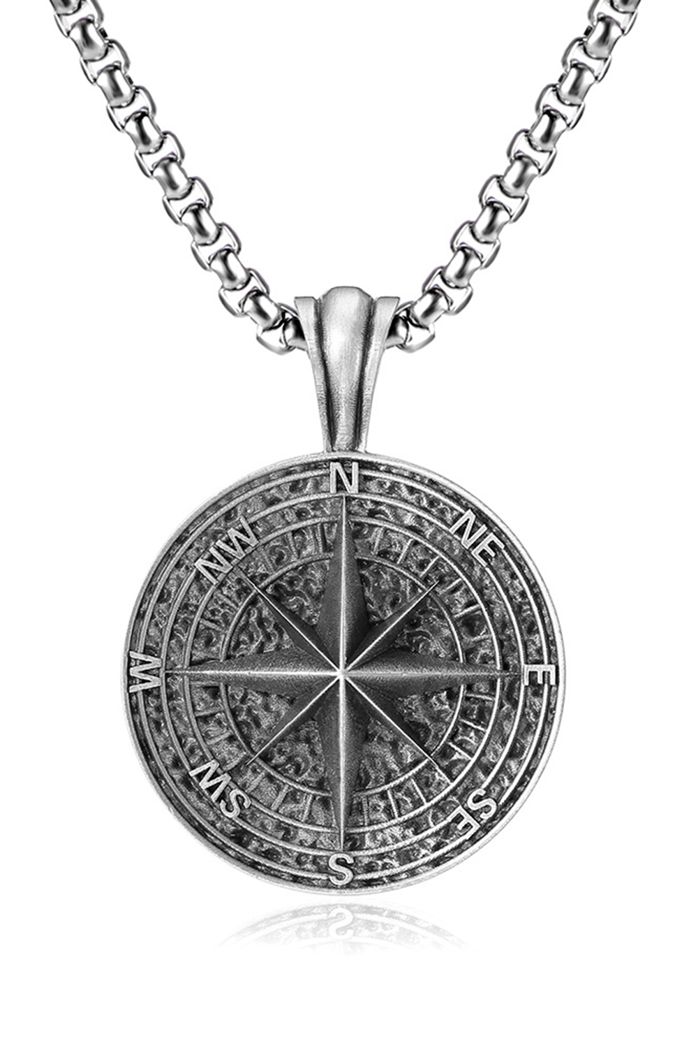 Vintage Gothic Hip Hop Punk Compass Pendant Necklace for Men